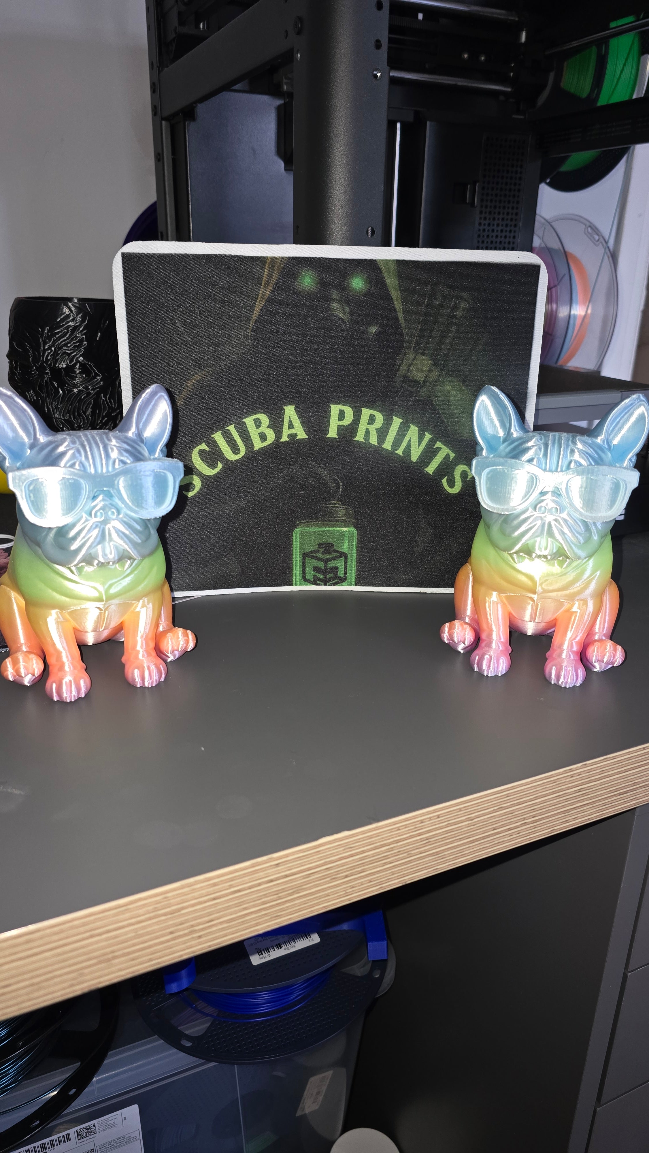 Sitting Frenchie with glasses